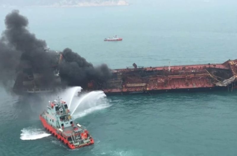 مضلل: صورة انفجار ناقلة نفط في هونغ كونغ 2019 وليست من استهداف في مضيق هرمز